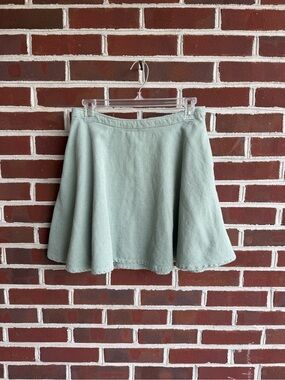 Sage Green Corduroy Skater Skirt A-Line Skirt Small 100% Cotton